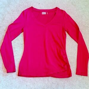 Athleta Puja Shirt Womens XS Pink Fushia Top Long Sleeve